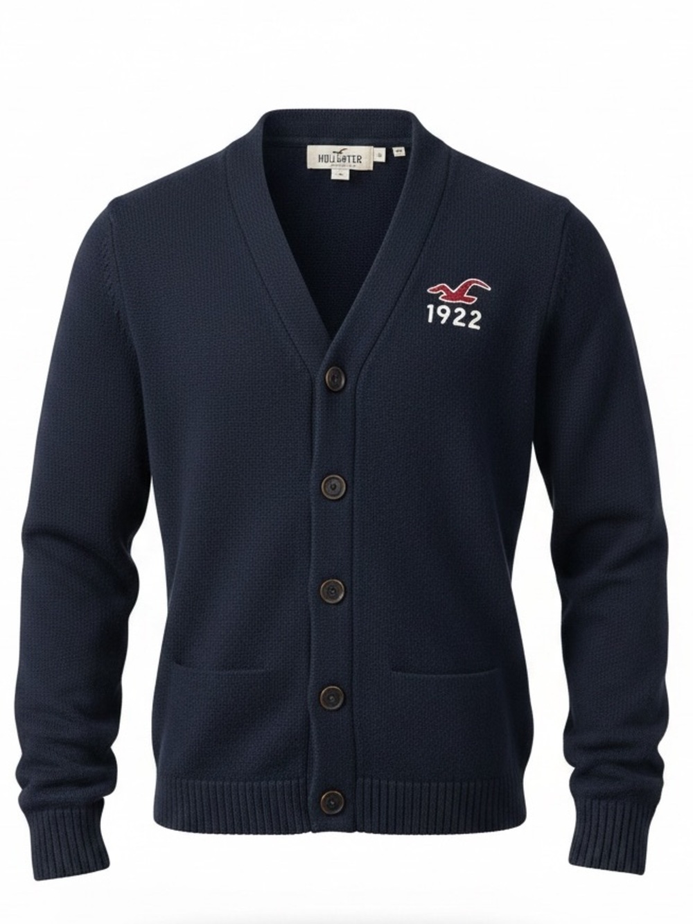 Hollister Men's Preppy Cardigan Sweater Vintage Wool Blend Sz Medium Dark Blue